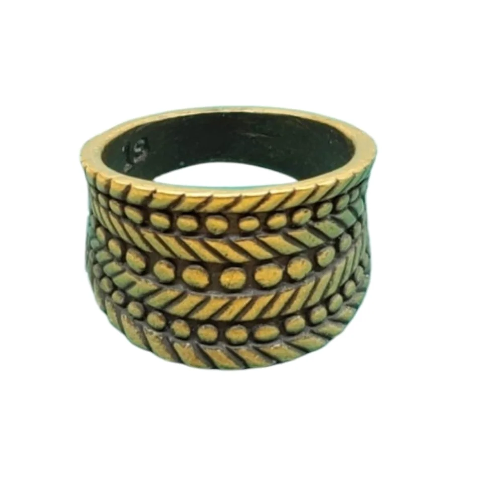 Bronze Tone Thick Wheat Print Band Ring